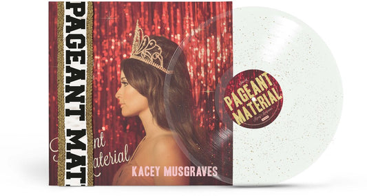 the album cover for Kacey Musgraves - Pageant Material (10 Year Anniversary) [Clear Gold Glitter Vinyl]