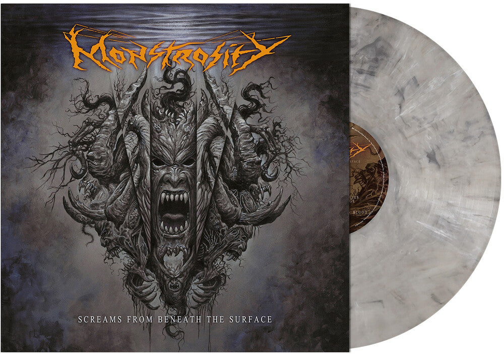the album cover for Monstrosity - Screams from Beneath the Surface [Gray Marbled]