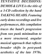 the album cover for Talking Heads - Tentative Decisions: Demos & Live (Digb)