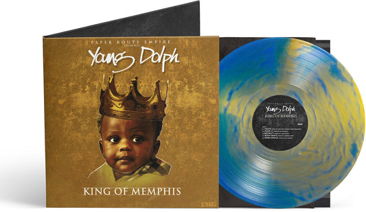 the album cover for Young Dolph - King Of Memphis (10 Yr) - Royalty Blue/Gold (Blue)