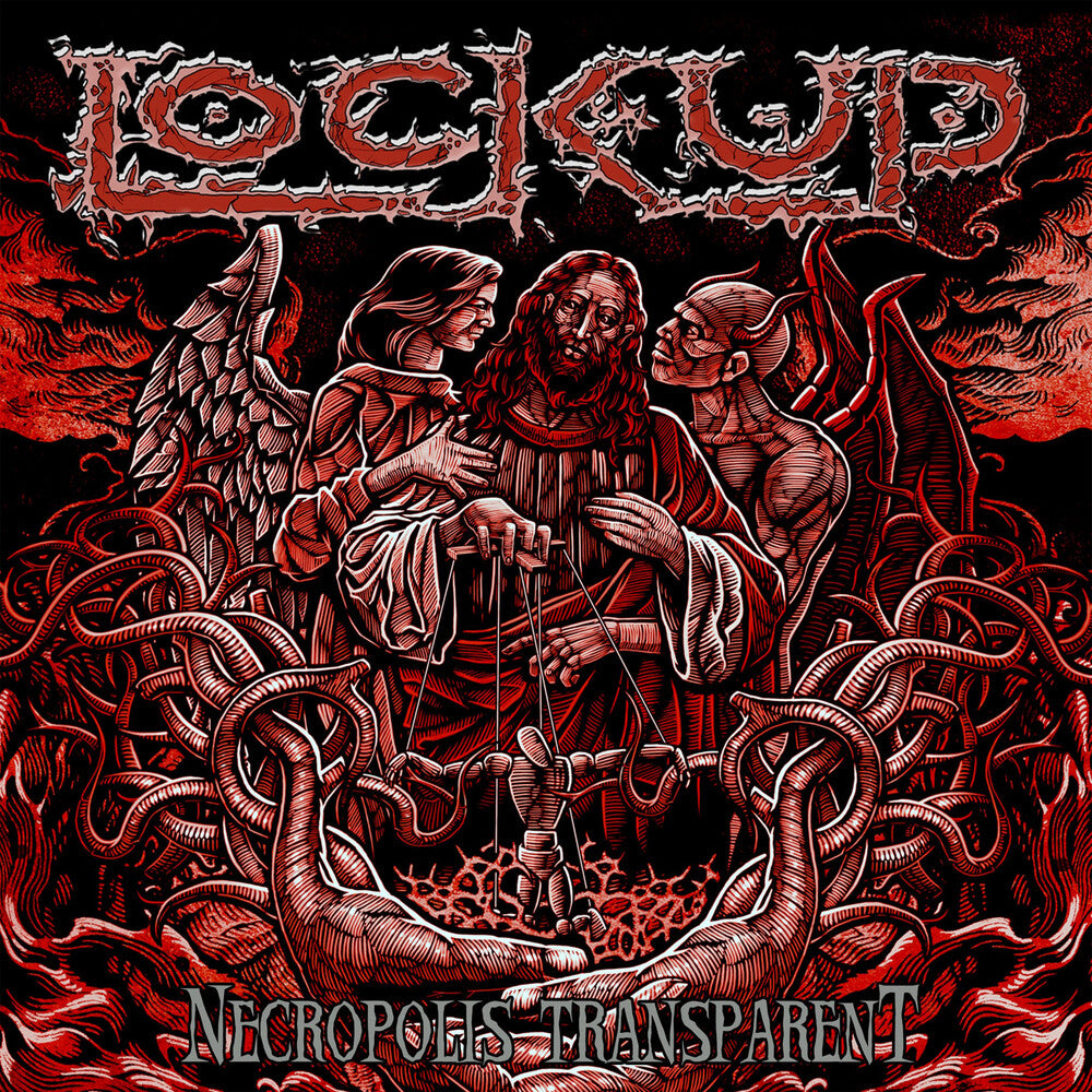 the album cover for Lock Up - Necropolis Transparent - Red Vinyl [Colored Vinyl] (Red)