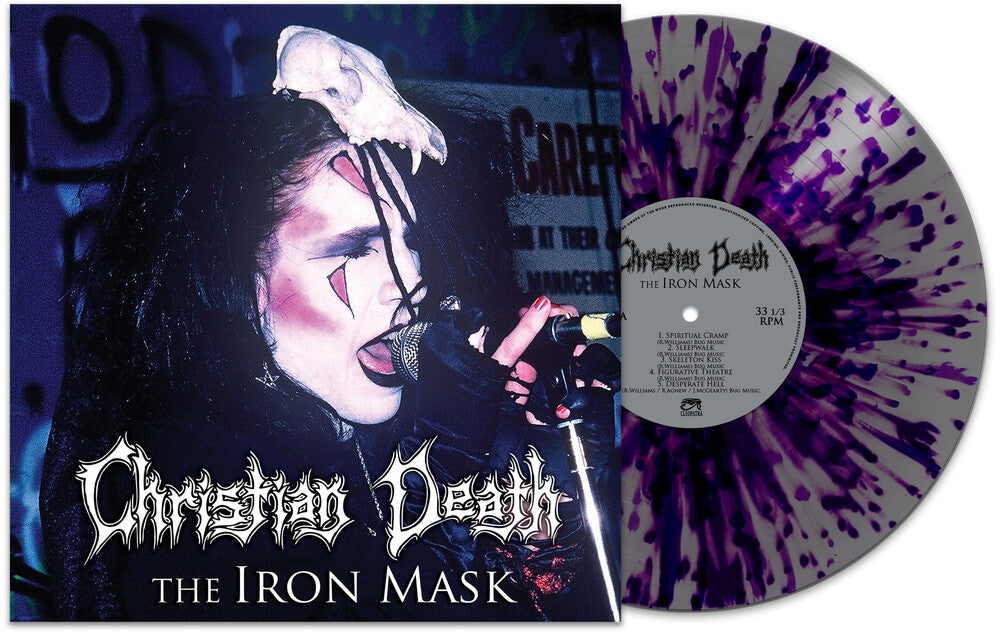 the album cover for Christian Death - The Iron Mask [Purple/Silver Splatter]