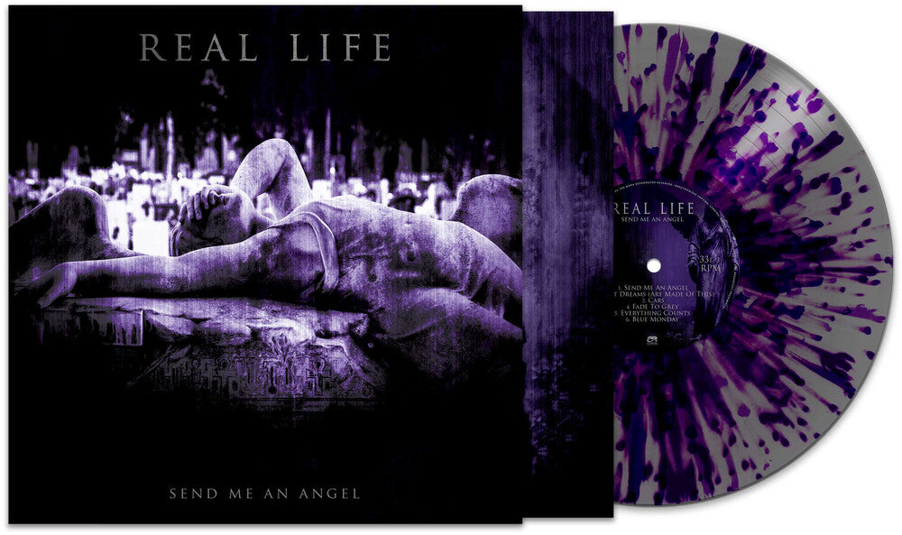 the album cover for Real Life - Send Me An Angel [Purple/Silver Splatter]